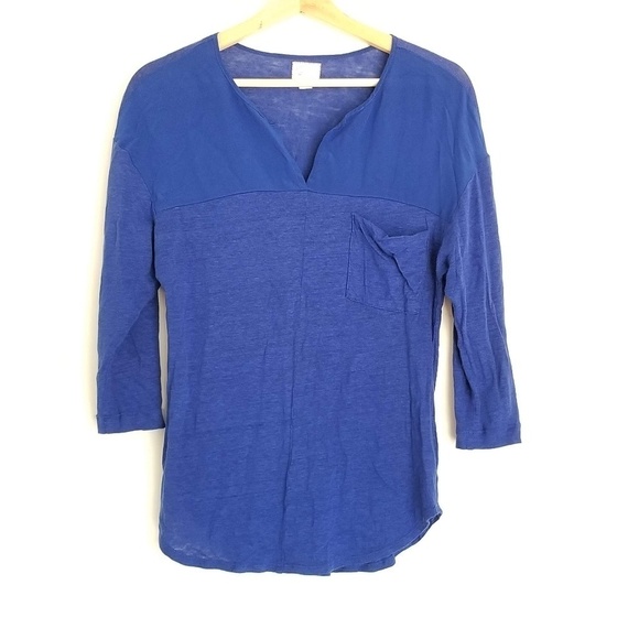 Anthropologie Postmark Linen & Silk 3/4 Sleeve Top - Picture 1 of 5